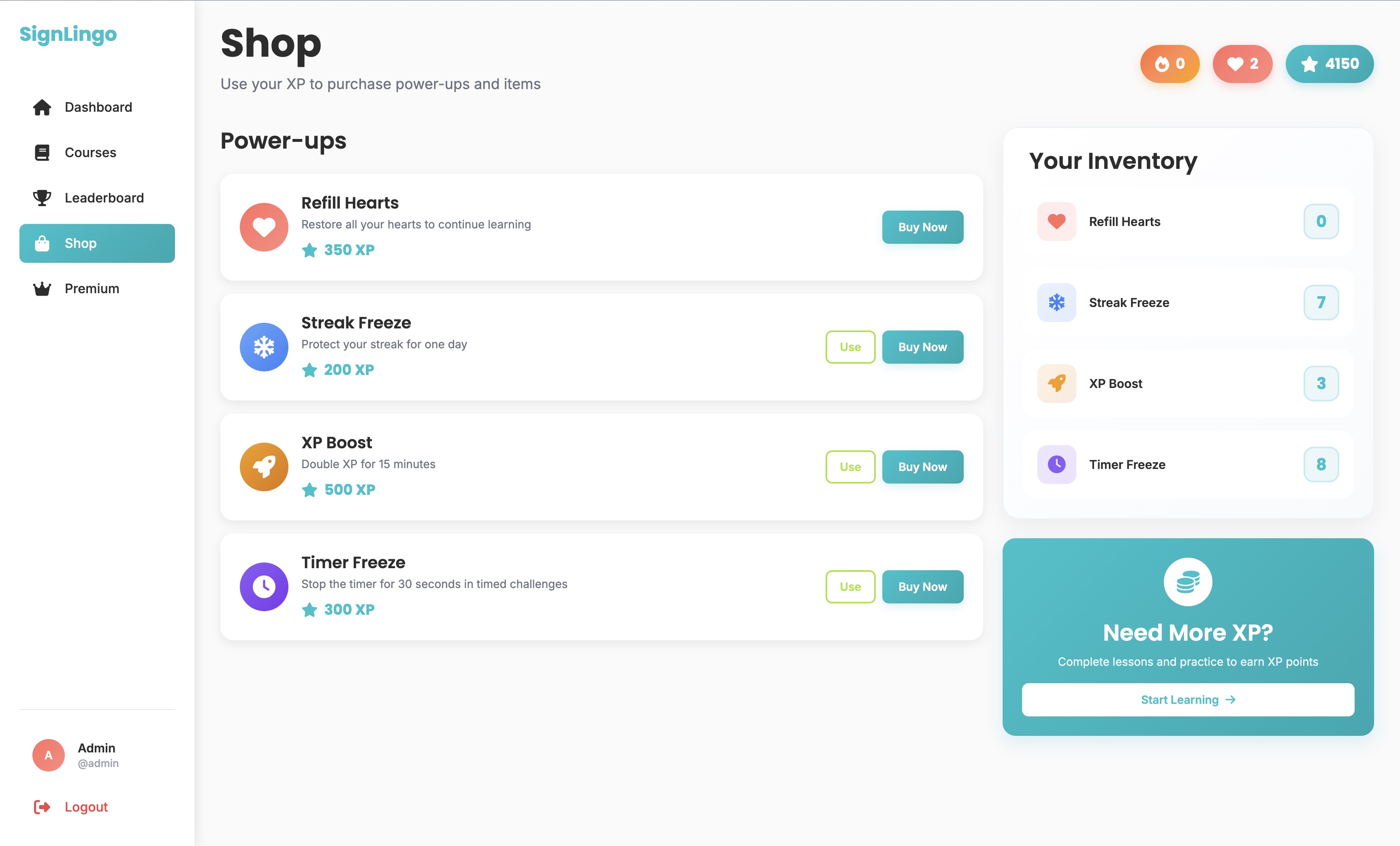 Gamified Dashboard